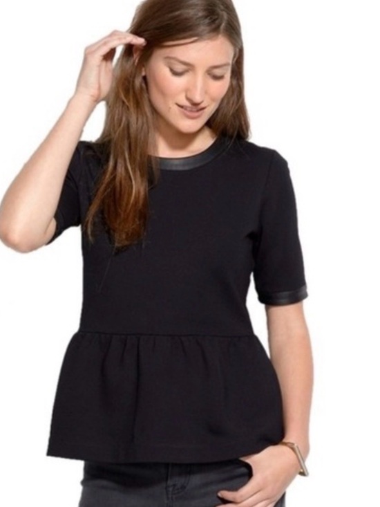 Madewell Tops - Madewell Black Blouse with Faux Leather Trim